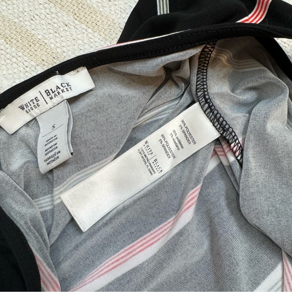 White House Black Market |WHBM| sleeveless striped black pleated dress size s - Picture 9 of 9